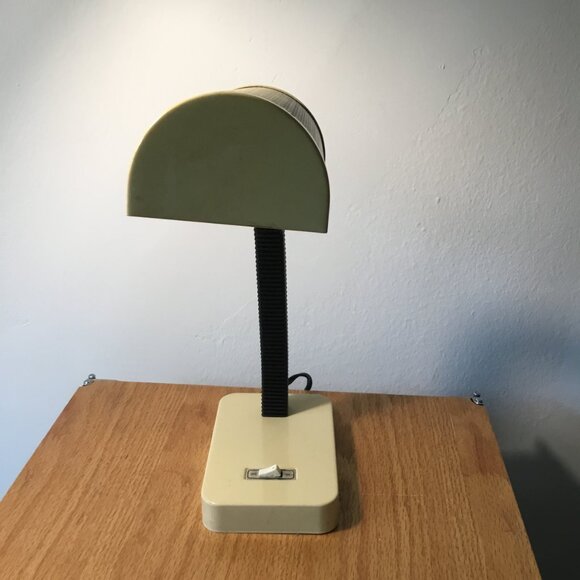 Vintage Postmoden Cream Metal Cutout Black Gooseneck Desk Lamp - Picture 4 of 12